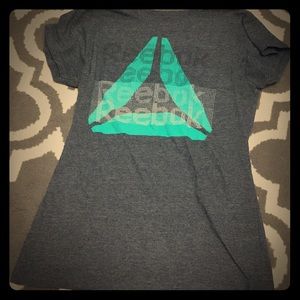 grey and turquoise reebok t-shirt
